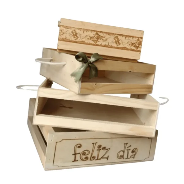 Cajas de madera kachivaches.online 01 CAJAS DE MADERA PARA DESAYUNOS X 7 UDS 🎁